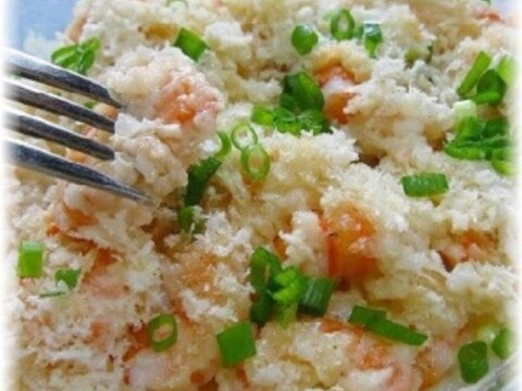 レンジで簡単！エビのチーズ風味パン粉蒸し